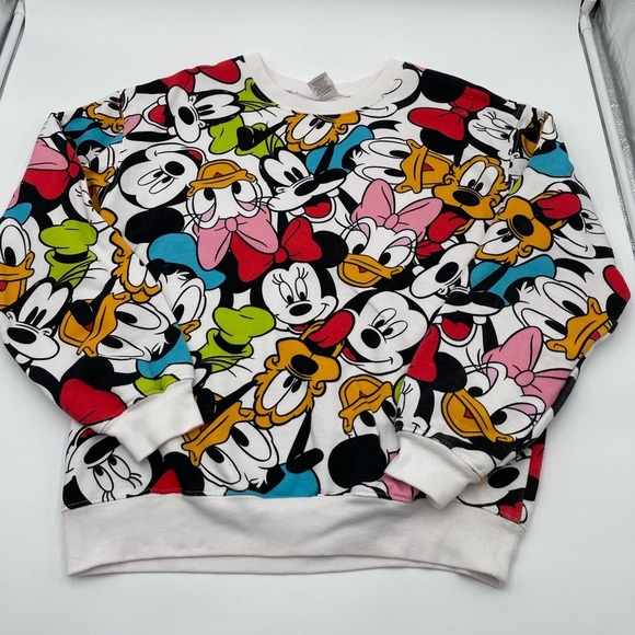 Disney Mickey & Friends Crewneck Sweatshirt Juinors Size Medium 7-9 AOP - Picture 4 of 12